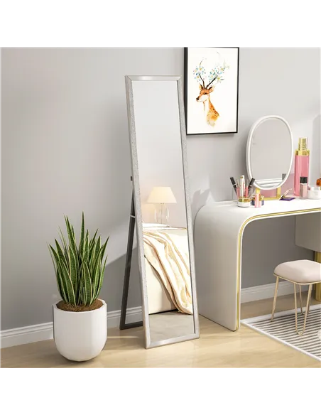 HOMCOM Glitter Frame Full-Length Mirror - Silver
