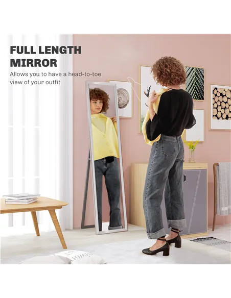 HOMCOM Glitter Frame Full-Length Mirror - Silver