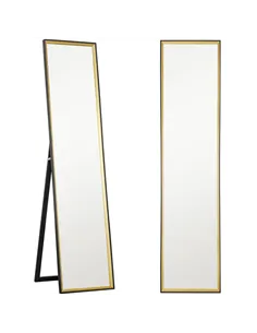 HOMCOM 157 x 37cm Elegant Full-Length Mirror - Black/Gold-Tone