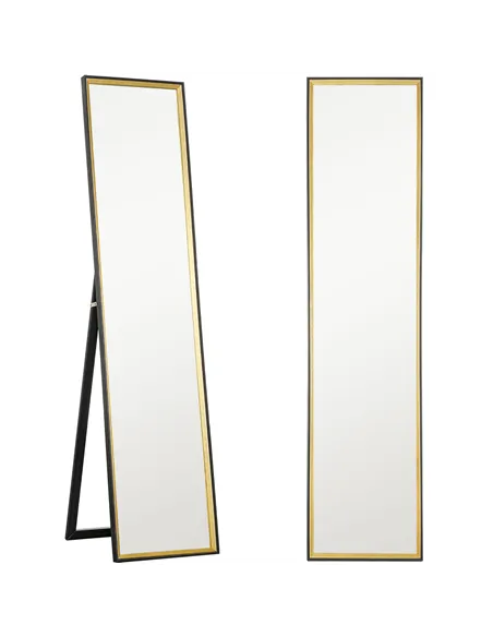 HOMCOM 157 x 37cm Elegant Full-Length Mirror - Black/Gold-Tone