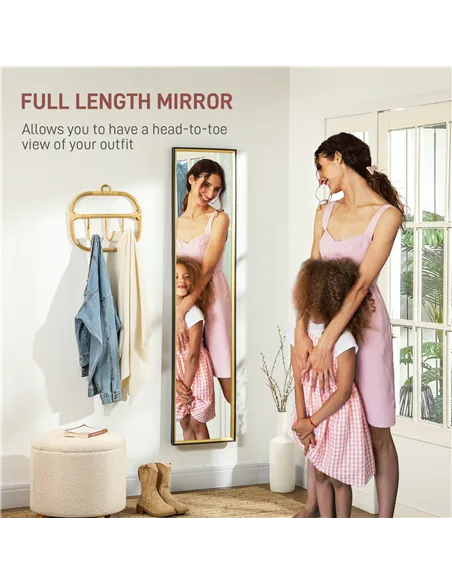 HOMCOM 157 x 37cm Elegant Full-Length Mirror - Black/Gold-Tone