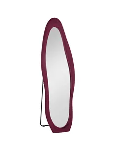 HOMCOM Wavy Velvet-Feel Full Length Mirror - Wine Red