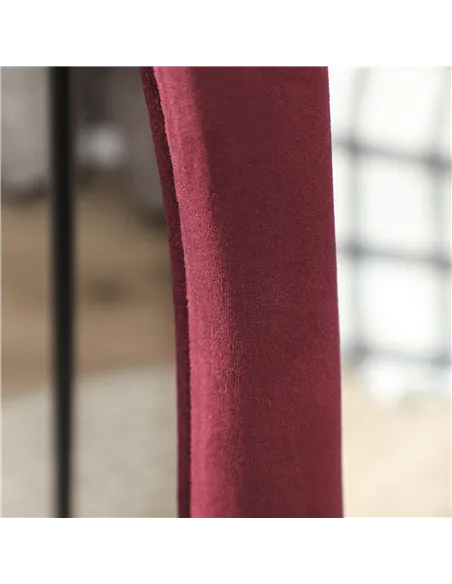 HOMCOM Wavy Velvet-Feel Full Length Mirror - Wine Red