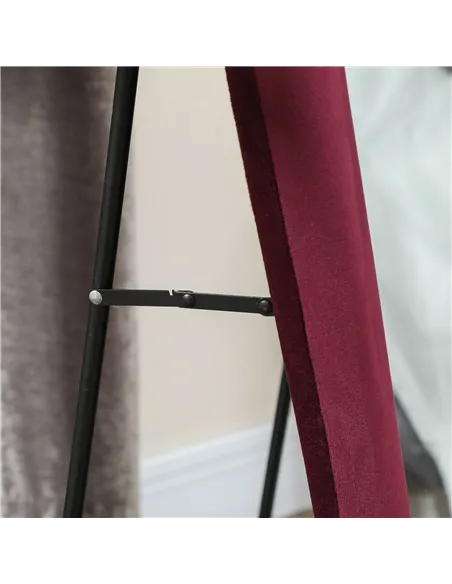 HOMCOM Wavy Velvet-Feel Full Length Mirror - Wine Red