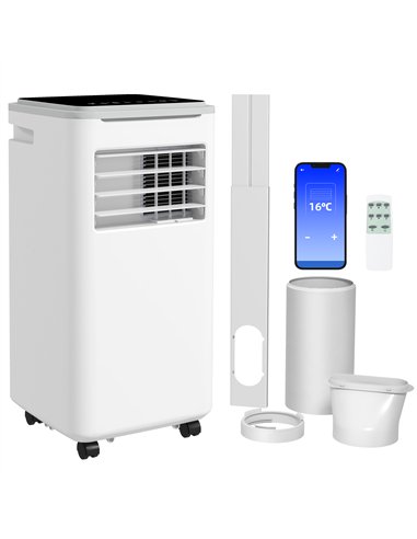 HOMCOM 9000 BTU Portable Air Conditioner, Smart Home WiFi Compatible, 4 in 1 Air Conditioning Unit, Dehumidifier, Fan with Remot