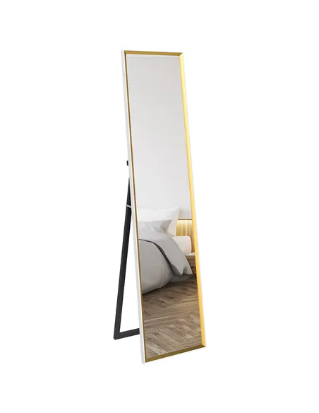 HOMCOM 157 x 37cm Elegant Full-Length Mirror - White/Gold-Tone