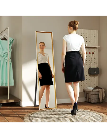 HOMCOM 157 x 37cm Elegant Full-Length Mirror - White/Gold-Tone