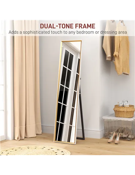 HOMCOM 157 x 37cm Elegant Full-Length Mirror - White/Gold-Tone