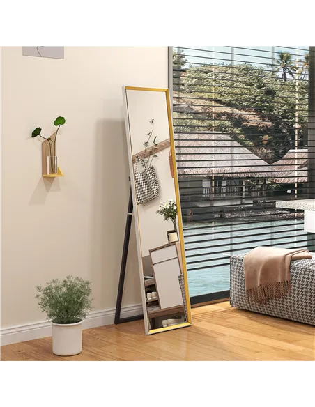 HOMCOM 157 x 37cm Elegant Full-Length Mirror - White/Gold-Tone