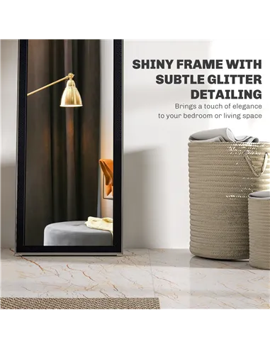 HOMCOM Glitter Frame Full-Length Mirror - Black