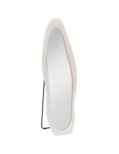 HOMCOM Wavy Velvet-Feel Full Length Mirror - Light Pink