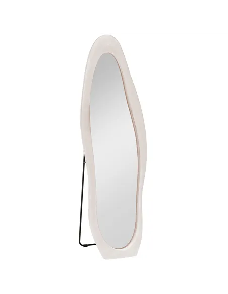 HOMCOM Wavy Velvet-Feel Full Length Mirror - Light Pink