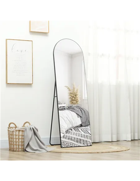 HOMCOM 150cm Arched Full Length Mirror - Black