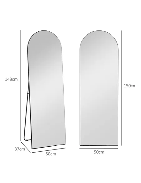 HOMCOM 150cm Arched Full Length Mirror - Black