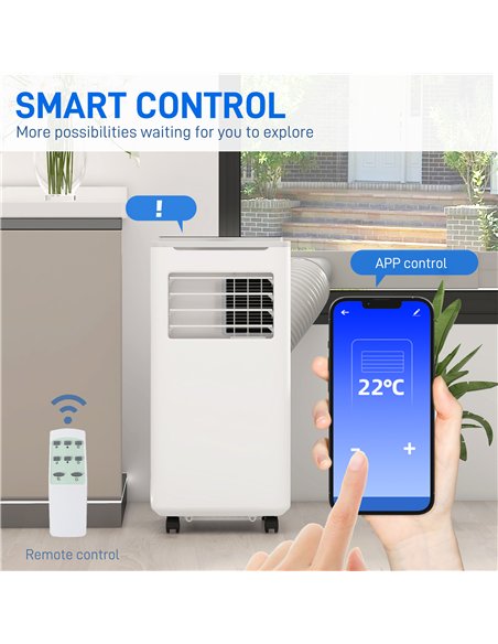 HOMCOM 9000 BTU Portable Air Conditioner, Smart Home WiFi Compatible, 4 in 1 Air Conditioning Unit, Dehumidifier, Fan with Remot