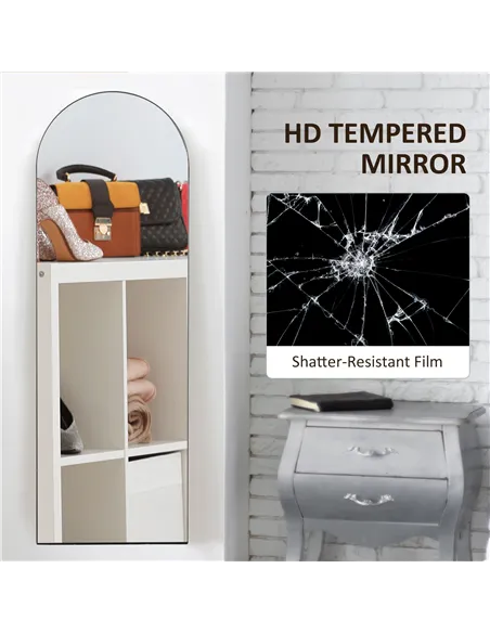 HOMCOM 150cm Arched Full Length Mirror - Black