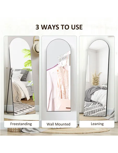 HOMCOM 150cm Arched Full Length Mirror - Black