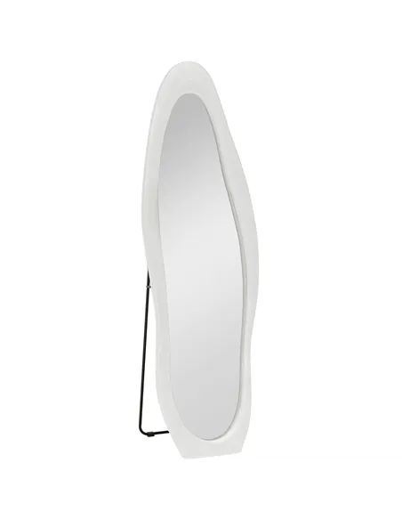 HOMCOM Wavy Velvet-Feel Full Length Mirror - White