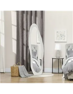 HOMCOM Wavy Velvet-Feel Full Length Mirror - White 2