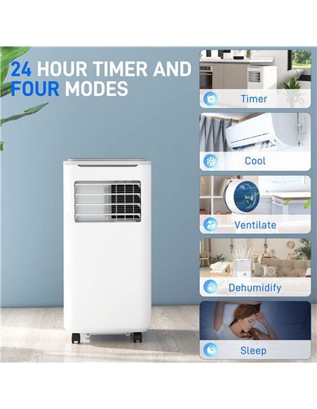 HOMCOM 9000 BTU Portable Air Conditioner, Smart Home WiFi Compatible, 4 in 1 Air Conditioning Unit, Dehumidifier, Fan with Remot