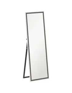 HOMCOM 162.6 cm Two-Tone Full Length Mirror - White/Grey-Tone