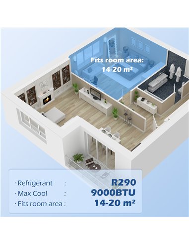 HOMCOM 9000 BTU Portable Air Conditioner, Smart Home WiFi Compatible, 4 in 1 Air Conditioning Unit, Dehumidifier, Fan with Remot