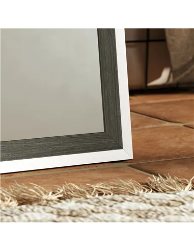 HOMCOM 162.6 cm Two-Tone Full Length Mirror - White/Grey-Tone