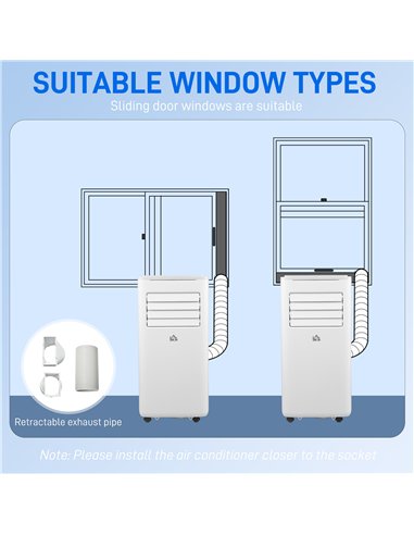 HOMCOM 9000 BTU Portable Air Conditioner, Smart Home WiFi Compatible, 4 in 1 Air Conditioning Unit, Dehumidifier, Fan with Remot