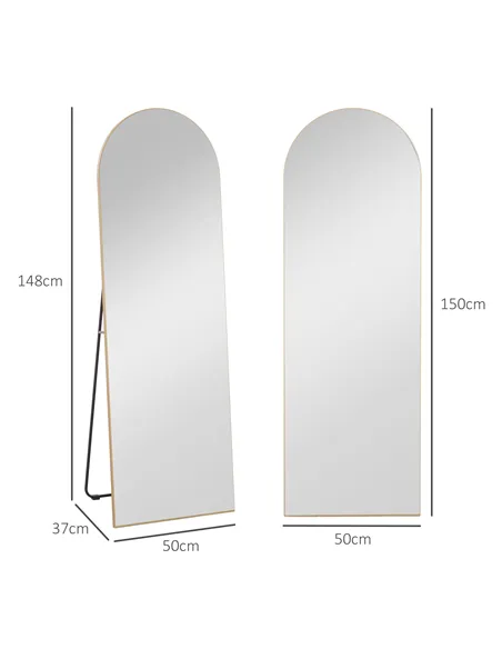 HOMCOM 150cm Arched Full Length Mirror - Gold Tone