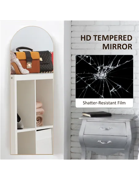 HOMCOM 150cm Arched Full Length Mirror - Gold Tone