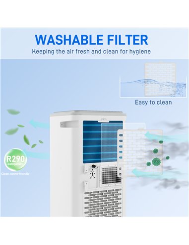 HOMCOM 9000 BTU Portable Air Conditioner, Smart Home WiFi Compatible, 4 in 1 Air Conditioning Unit, Dehumidifier, Fan with Remot