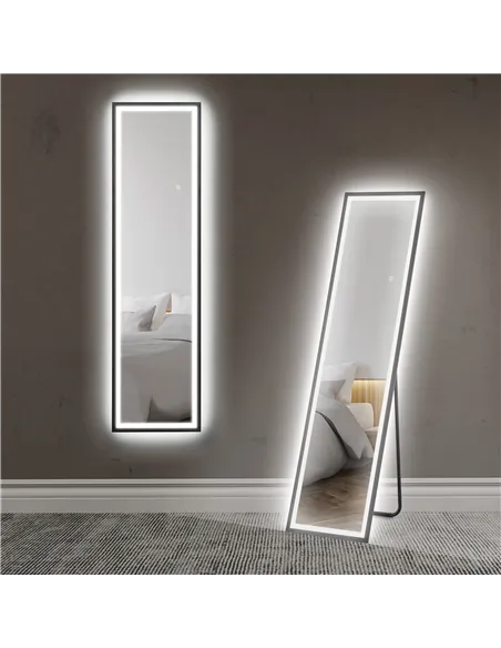 HOMCOM 150 x 40cm Full Length Mirror, with Adjustable Lights - Black