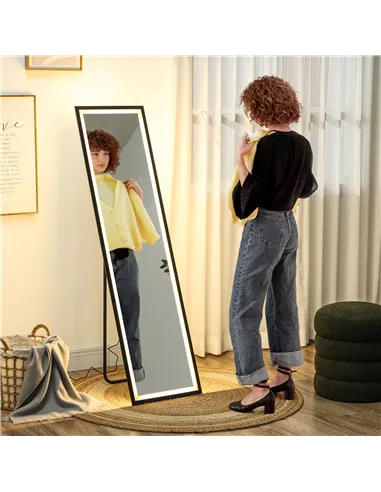 HOMCOM 150 x 40cm Full Length Mirror, with Adjustable Lights - Black