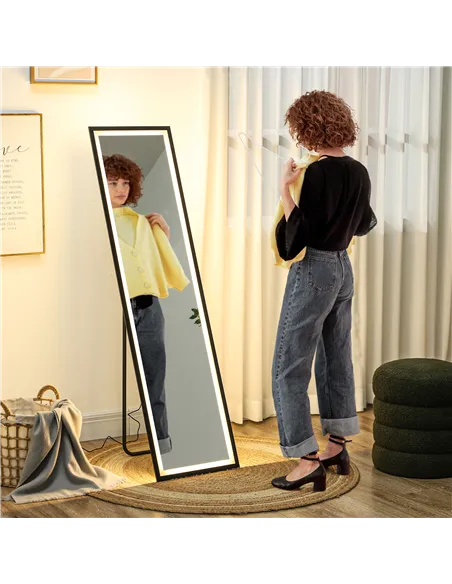 HOMCOM 150 x 40cm Full Length Mirror, with Adjustable Lights - Black