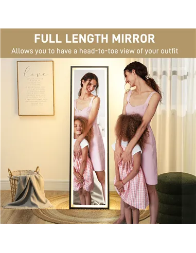 HOMCOM 150 x 40cm Full Length Mirror, with Adjustable Lights - Black