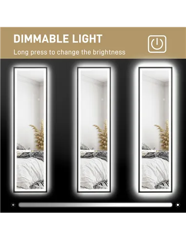 HOMCOM 150 x 40cm Full Length Mirror, with Adjustable Lights - Black