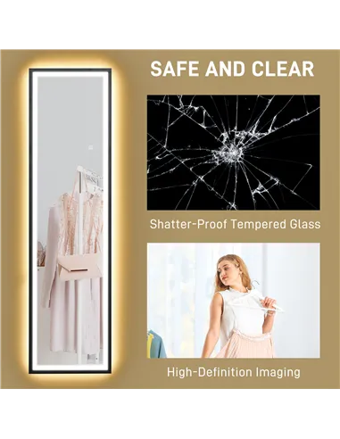 HOMCOM 150 x 40cm Full Length Mirror, with Adjustable Lights - Black