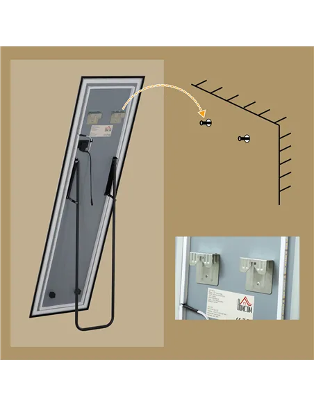 HOMCOM 150 x 40cm Full Length Mirror, with Adjustable Lights - Black