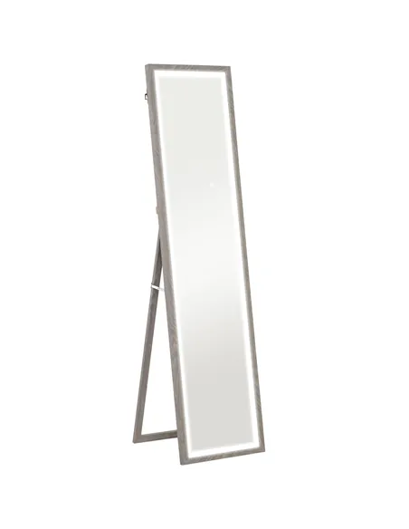 HOMCOM Full Length Mirror, with Adjustable Outer Light, Grey