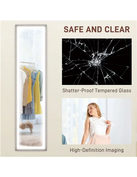 HOMCOM Full Length Mirror, with Adjustable Outer Light, Grey