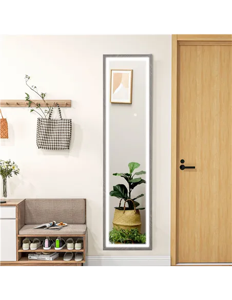 HOMCOM Full Length Mirror, with Adjustable Outer Light, Grey