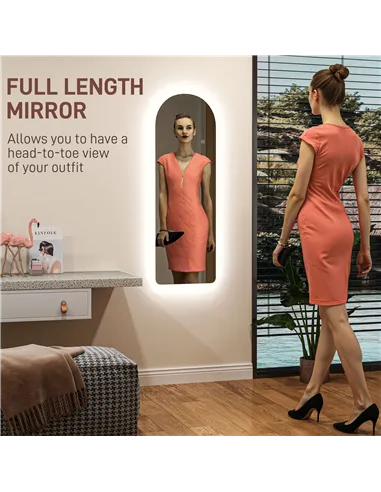 HOMCOM 120 x 40cm Arch Mirror, with LED Lights