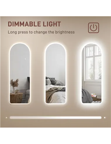 HOMCOM 120 x 40cm Arch Mirror, with LED Lights