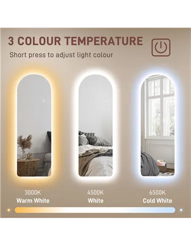 HOMCOM 120 x 40cm Arch Mirror, with LED Lights