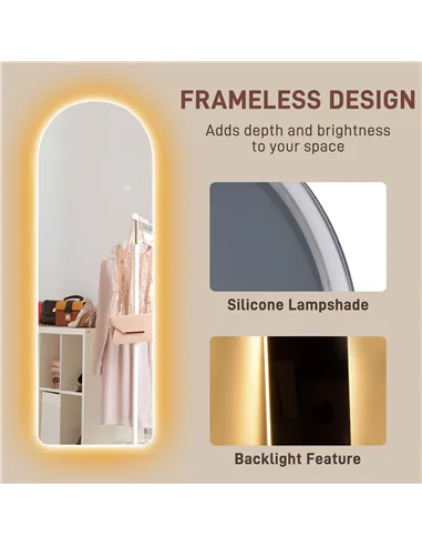 HOMCOM 120 x 40cm Arch Mirror, with LED Lights