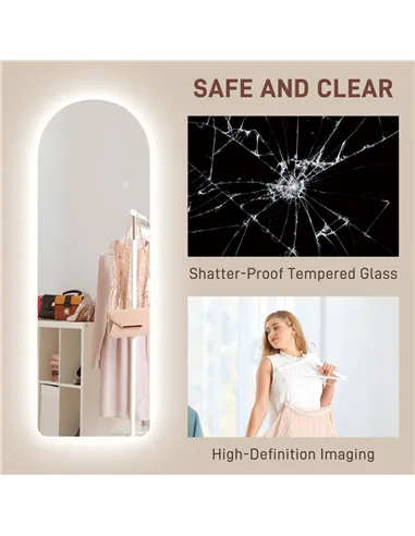 HOMCOM 120 x 40cm Arch Mirror, with LED Lights