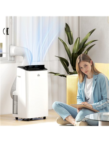 HOMCOM 14000 BTU Mobile Air Conditioner for Room up to 35m², Smart Home WiFi Compatible, with Dehumidifier, Fan, 24H Timer