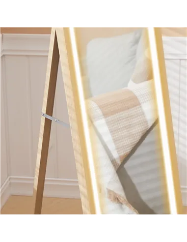 HOMCOM Full Length Mirror, with Adjustable Outer Light, Oak