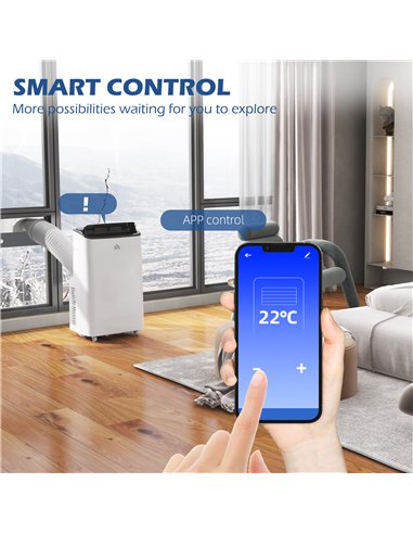 HOMCOM 14000 BTU Mobile Air Conditioner for Room up to 35m², Smart Home WiFi Compatible, with Dehumidifier, Fan, 24H Timer