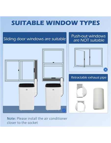 HOMCOM 14000 BTU Mobile Air Conditioner for Room up to 35m², Smart Home WiFi Compatible, with Dehumidifier, Fan, 24H Timer